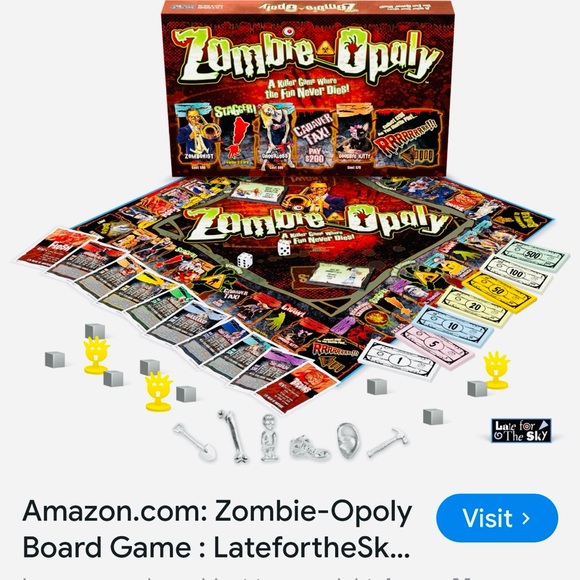 #0937+ Zombie-Opoly Board Game - Red and Black Monopoly - Picture 6 of 6